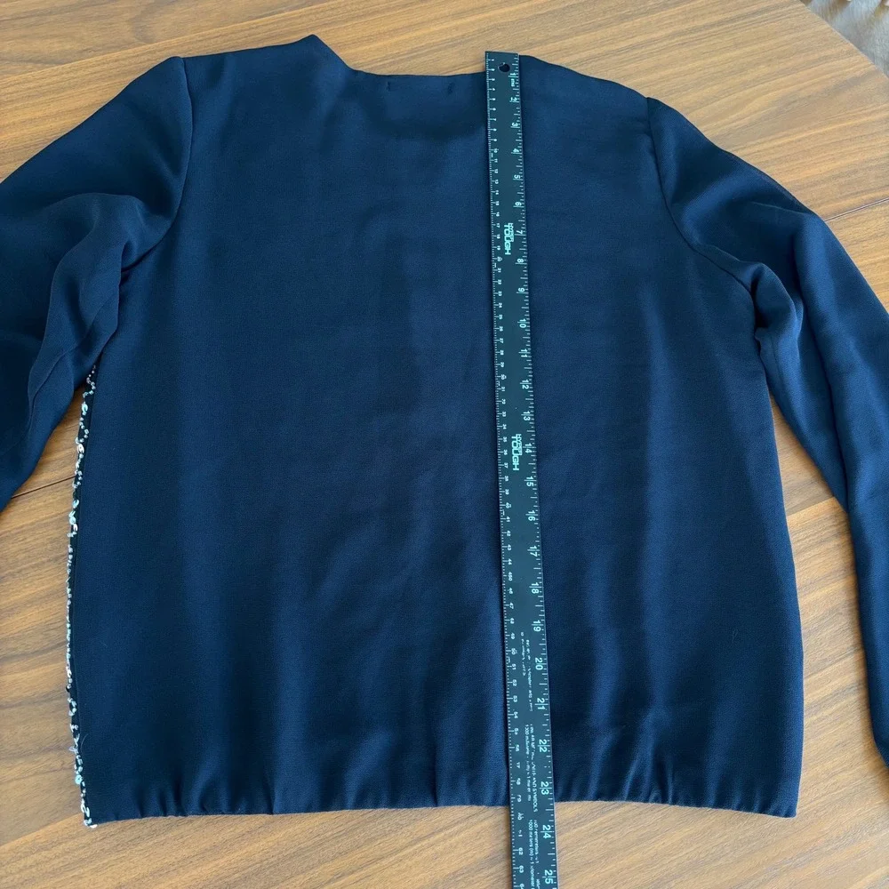 Anthropologie Hazel Sequin Zip Up Bomber Jacket S Beaded Iridescent Glam Party